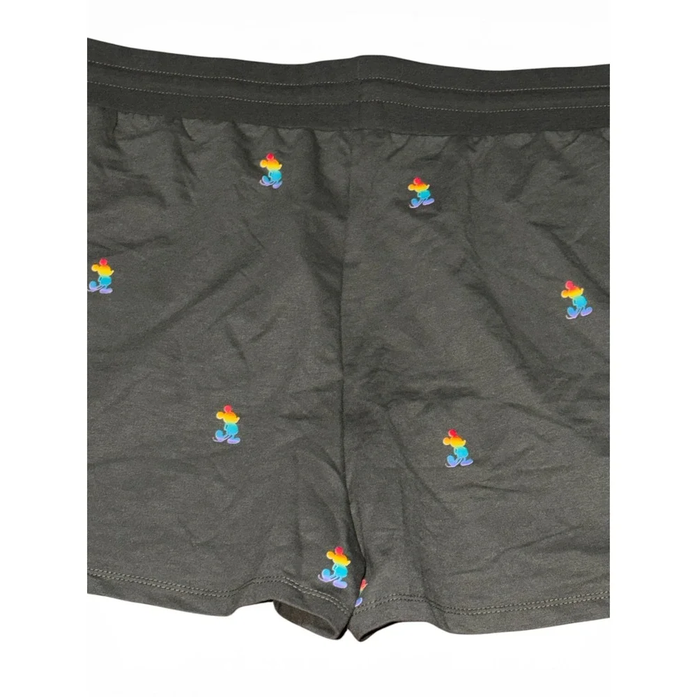 Disney Pride Collection Lounge Shorts Women 1X Dark Green Rainbow Mickey Mouse - Picture 7 of 10
